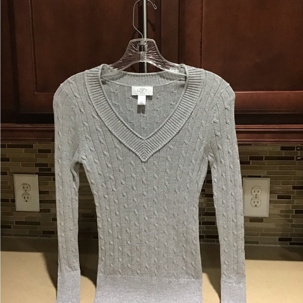 Ann Taylor metallic cable sweater XSP.
